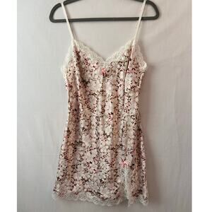 Victoria's Secret Y2K Slip Dress Floral Hawaiian Hibiscus White Pink Lingerie M